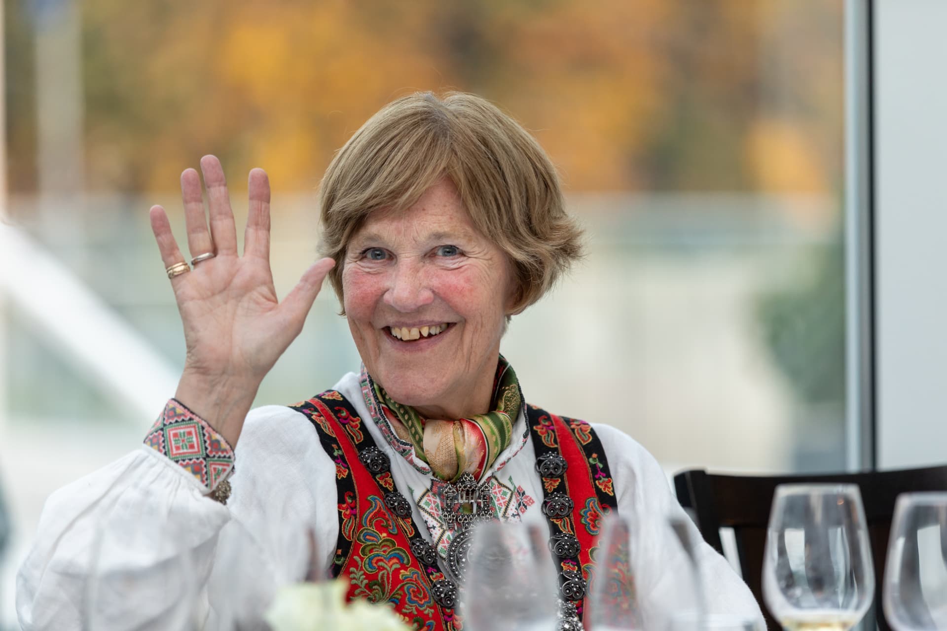 Bjørg Tynning (f. Andersen) ved Amunds dåp. Foto: Hans Kristian Thorbjørnsen.